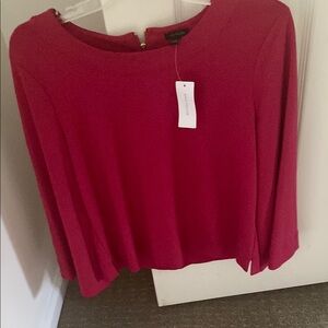 Ann Taylor Red Relaxed 3/4 Sleeve Blouse